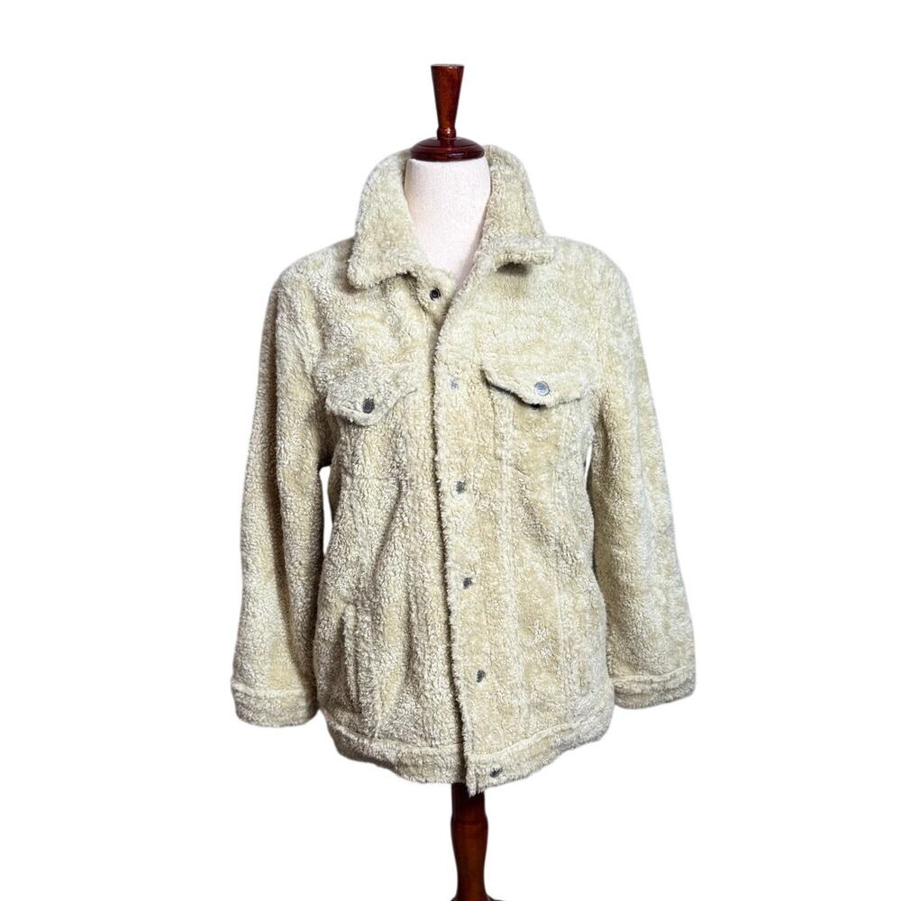 VIntage Lucky Brand Boyfriend Teddy Trucker jacket cream sherpa Y2K  Sz M